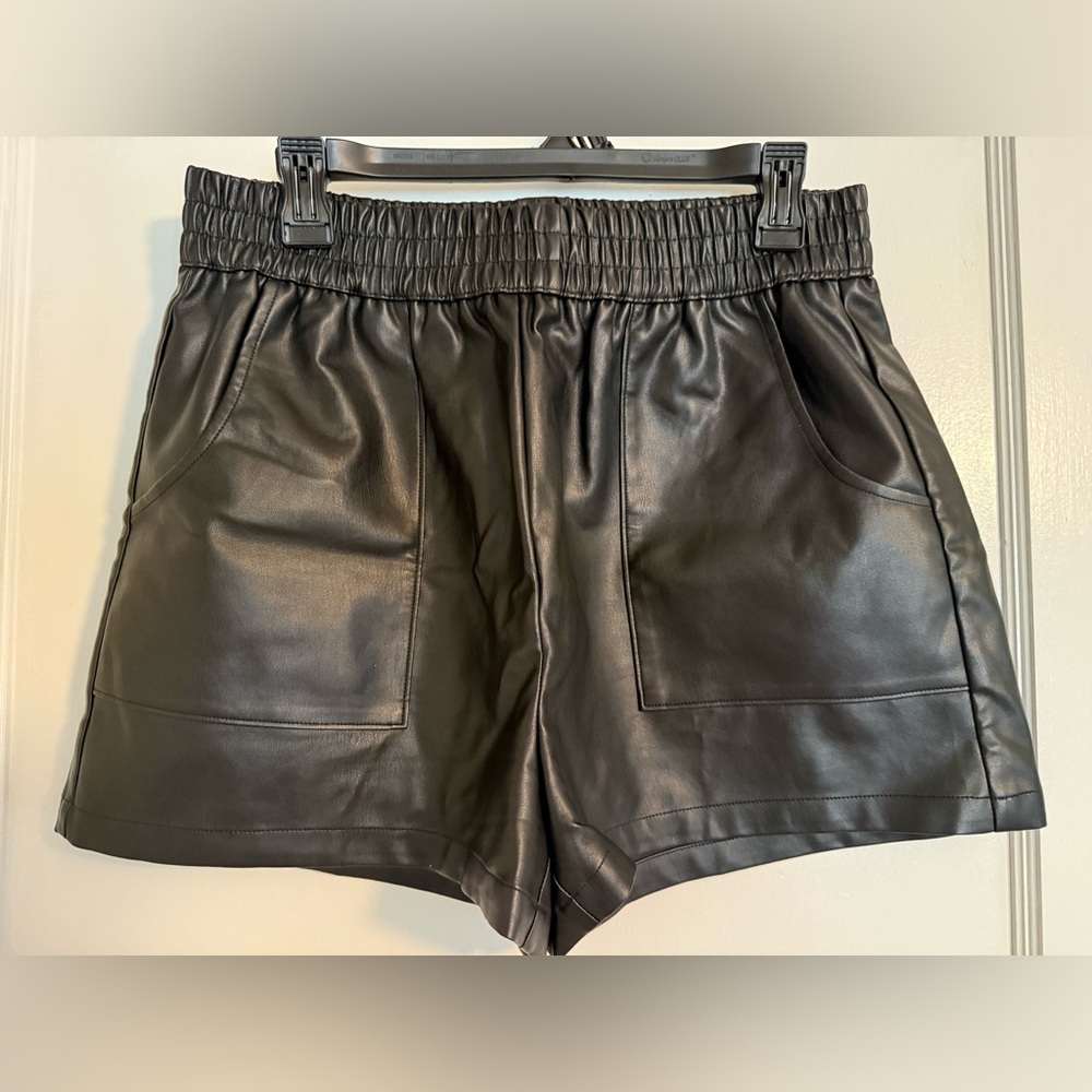 Altar'd State Black Faux Leather High Waist Shorts